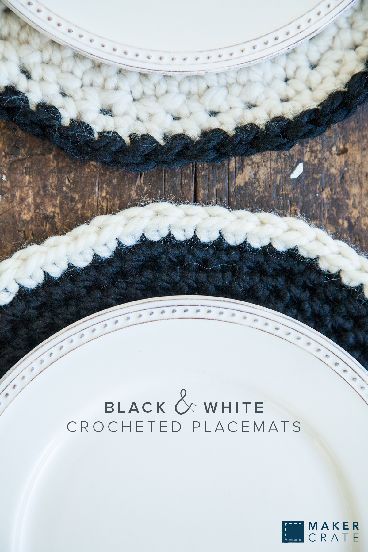 Black & White Crocheted Placemats Maker Crate