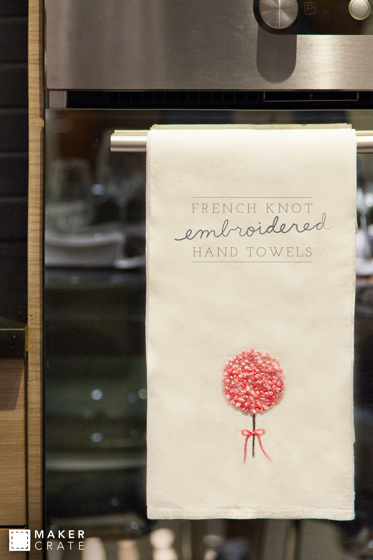 French Knot Embroidered Hand Towels Maker Crate