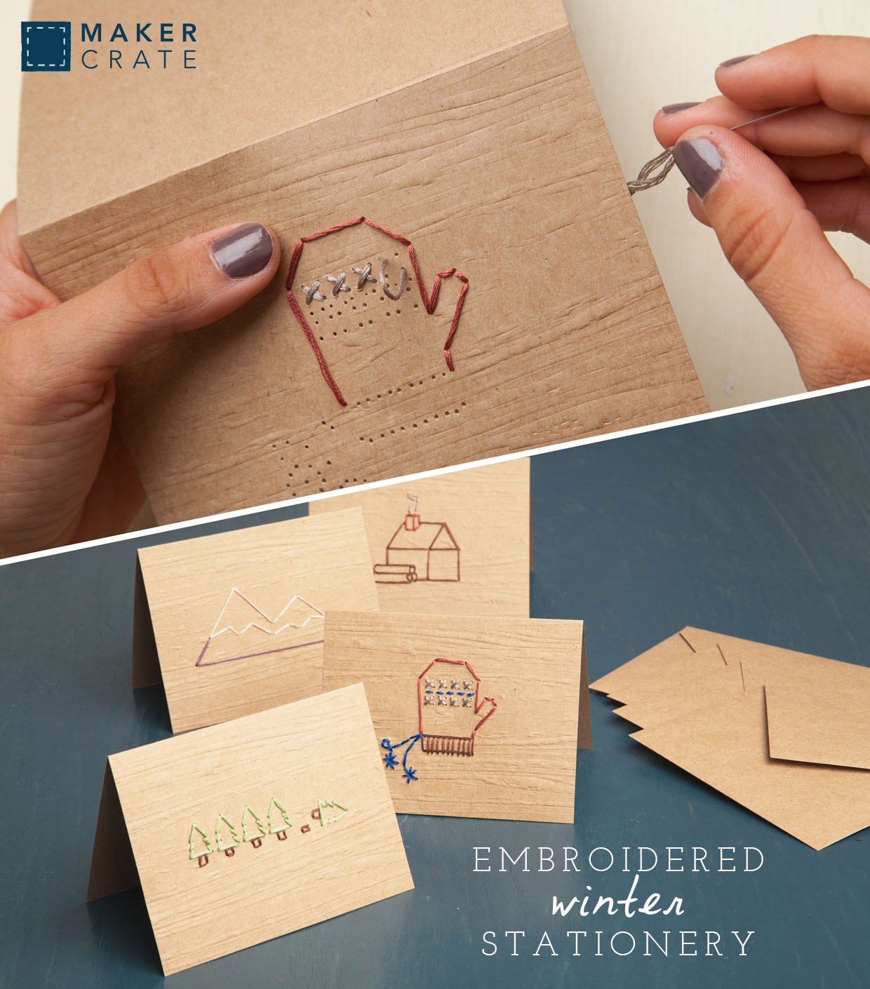 Embroidered Winter Stationery Maker Crate