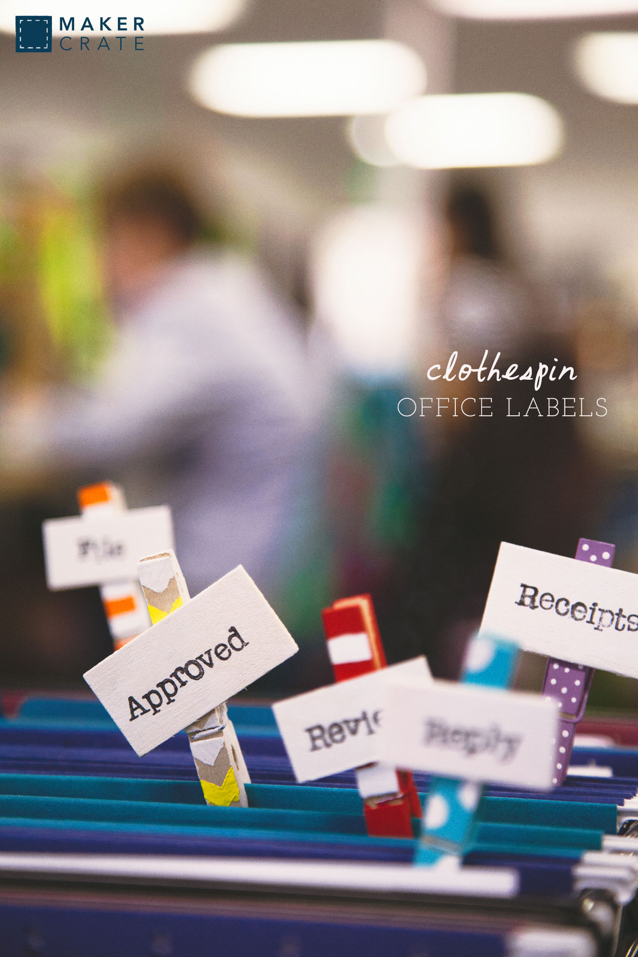 Clothespin Office Labels Maker Crate