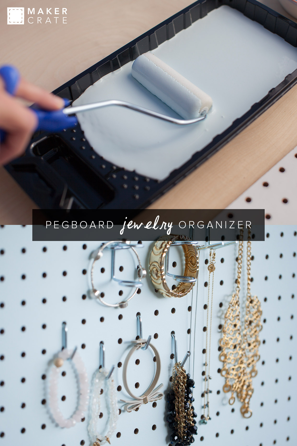 Pegboard Jewelry Organizer Maker Crate