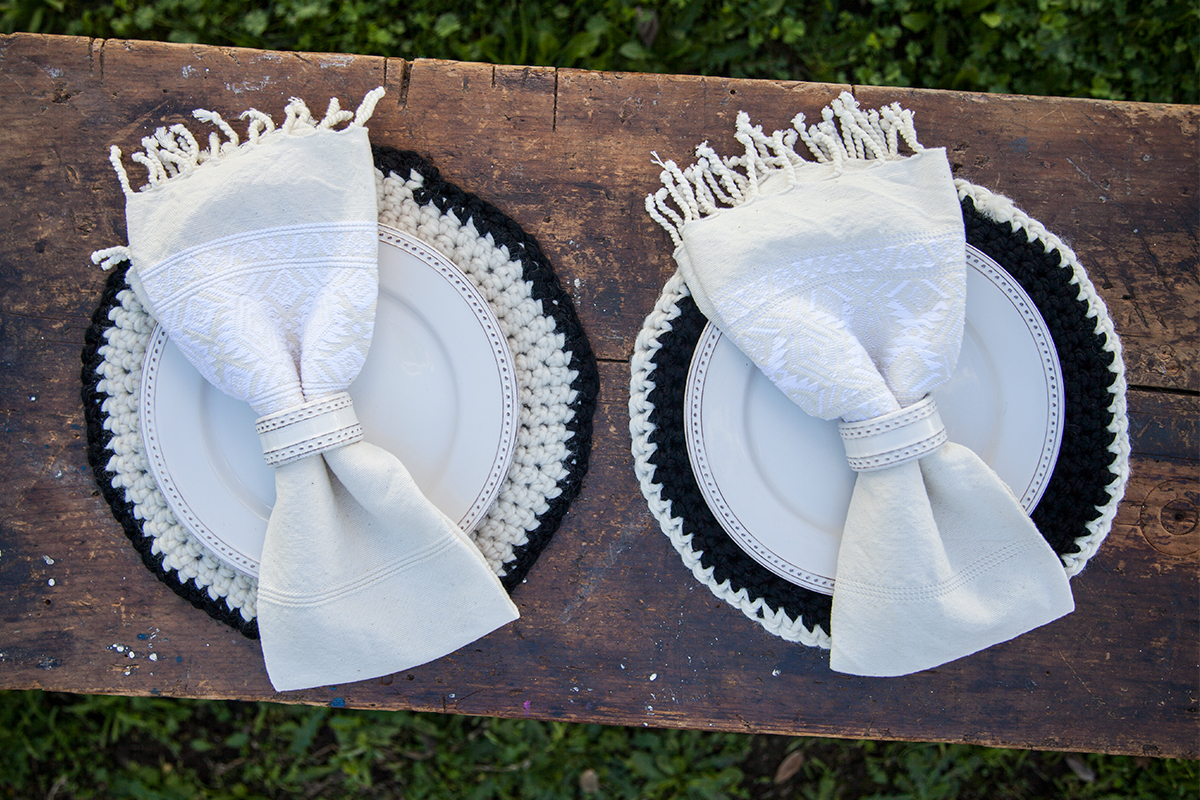 Black & White Crocheted Placemats Maker Crate