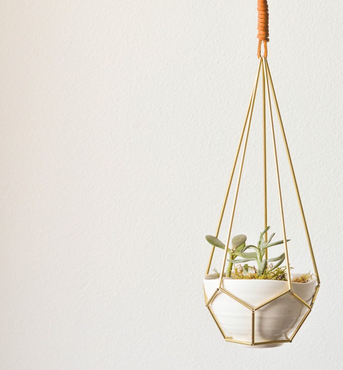 Leather and Brass Hanging Planter Maker Crate