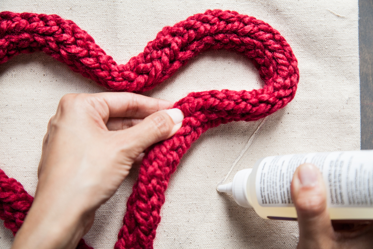 Finger Knitted Heart Pillow Maker Crate